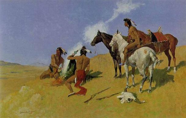 Ancient North American tribes used smoke signals to communicate, by Frederic Remington. (Public Domain)