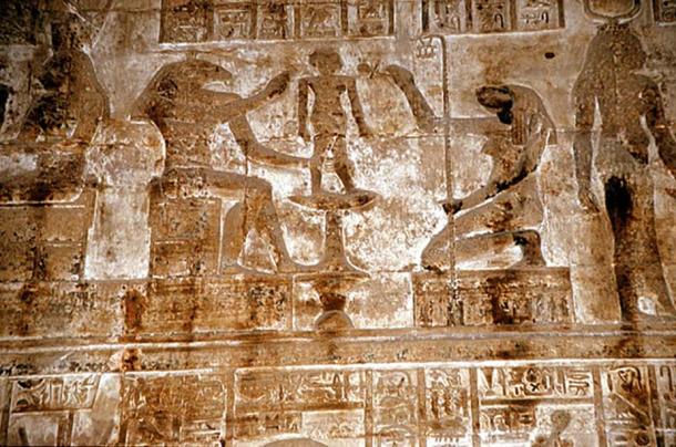 Androgynous beings Khnum and Thoth create humans on a potter’s wheel