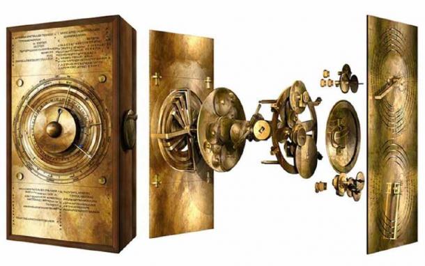 Exploded model of the cosmos gearing of the rebuilt Antikythera Mechanism. (Tony Freeth / UCL)