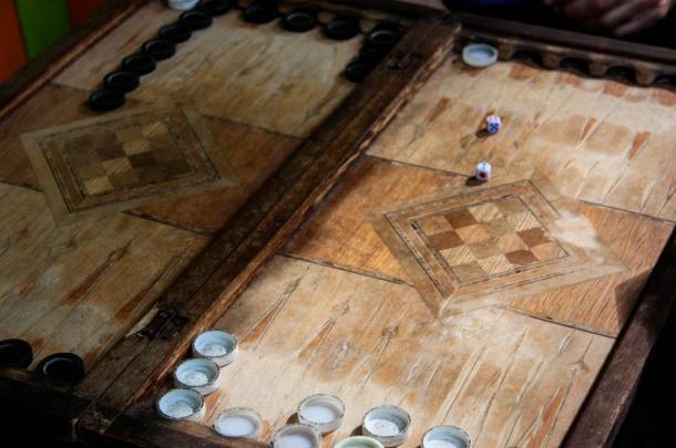 Antique backgammon board