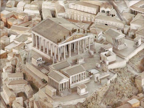 The Antonine plague was the beginning of the decline of the western Roman Empire, and all the great powers of Rome’s Capitoline Hill (model shown here) fell apart. (Jean-Pierre Dalbéra / CC BY 2.0)
