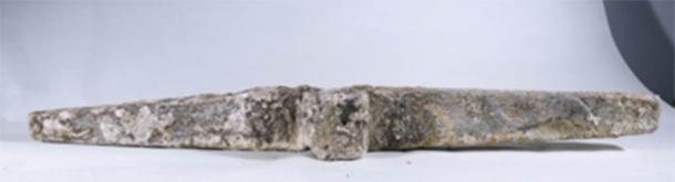 The 2300-year-old anchor dedicated to Aphrodite, the Greek goddess of love, found by divers off the coast of Sicily. (Soprintendenza del Mare)