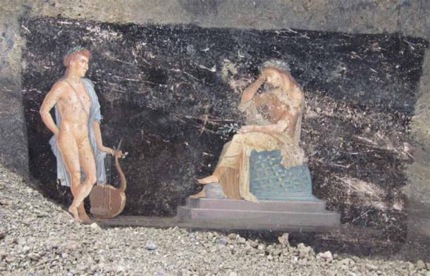 God Apollo and the priestess Cassandra are depicted in one of the dining room frescoes at Pompeii. (Archaeological Park of Pompeii)