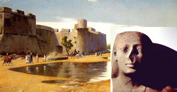 ‘An Arab Caravan outside a Fortified Town, Egypt