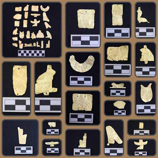 Archaeologists also found gold tiles symbolizing various ancient Egyptian deities. (Ministry of Tourism and Monuments)