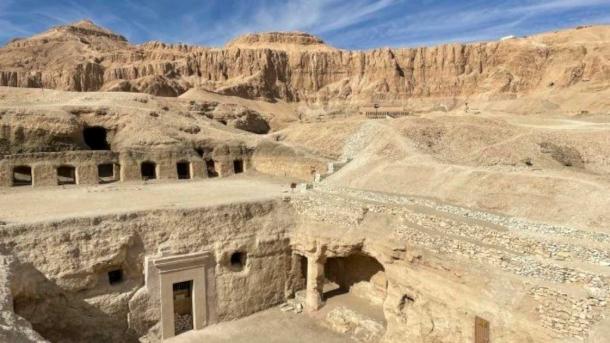 Archaeologists have restored the exterior of Amenhotep Huy’s tomb. (Efe / Instituto de Estudios del Antiguo Egipto)