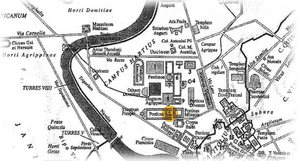 Location of the Area Sacra in Ancient Rome.