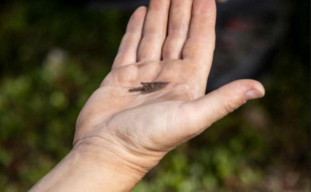 Arrowhead found at the camp. (©Andrea Badrutt, Chur/ Graubünden Archaeological Service)