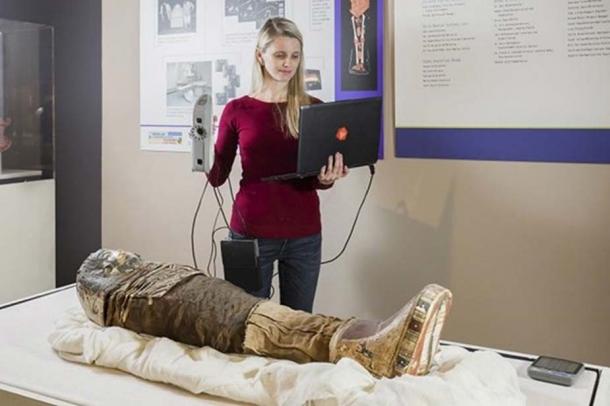 An Artec Eva handheld 3D scanner was used to scan the mummy's surface. 