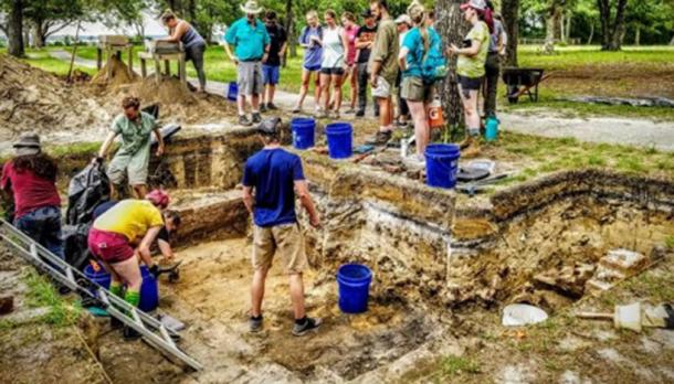 Artifacts at the site of the tavern were found about 5 feet down by a crew of students. It is believed to have burned in the 1760s and the walls fell in on top of the artifacts, preserving them. (Kathy Sykes)