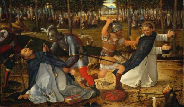 The Assassination of Saint Peter the Martyr, by Giovanni Bellini, an assassination deemed organized by Cathar heretics. (Public Domain)