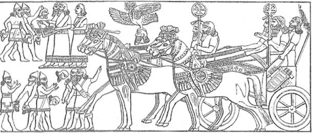 Assyrian troops return after victory.