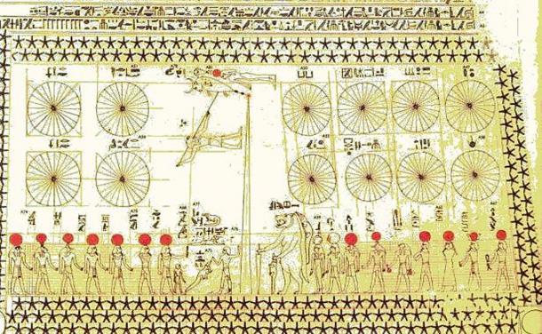 Parte inferior de la carta astronómica en la tumba de Senenmut.