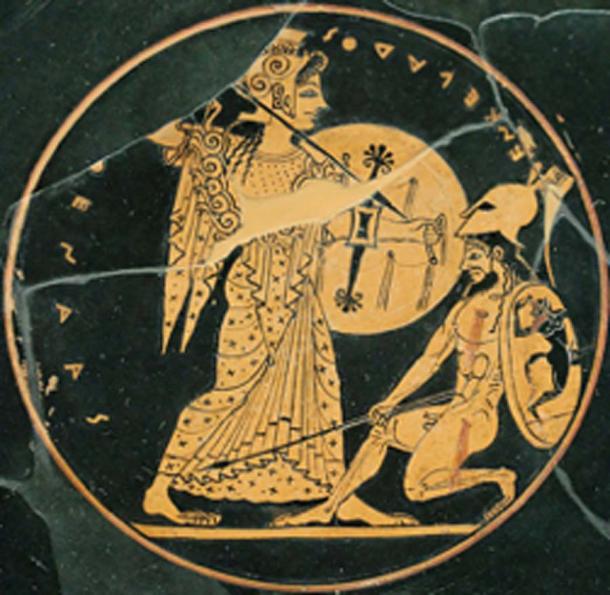 Athena, on left, fighting the giant Enceladus. (Bibi Saint-Pol / Public Domain)