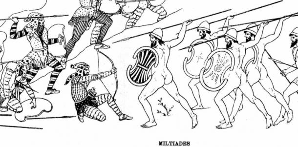 Athenian general Miltiades fighting the Persians at the Battle of Marathon (Public Domain)