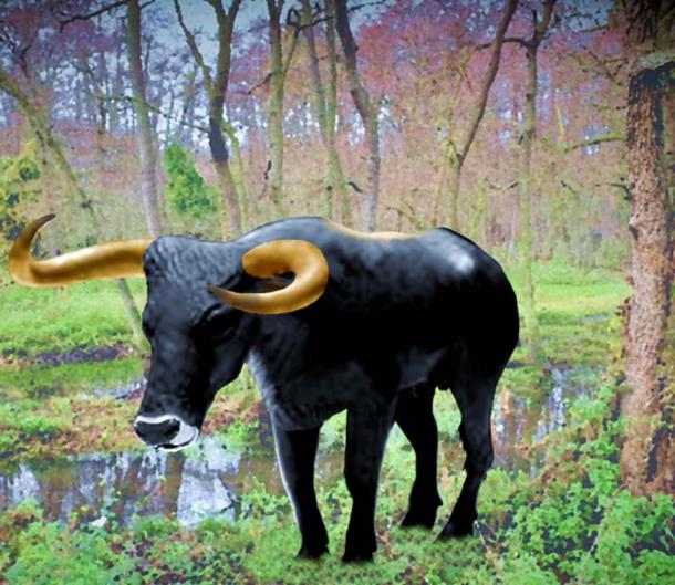 Auroch reconstruction based on the Gold Bull artefact from Maykop. (LibReddit)