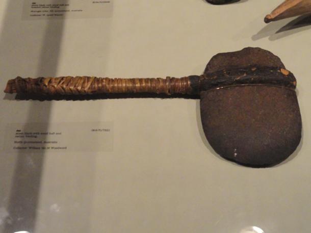 Axe, North Queensland, Australia. Exhibit from the Pacific Collection, Peabody Museum, Harvard University, Cambridge, Massachusetts, USA