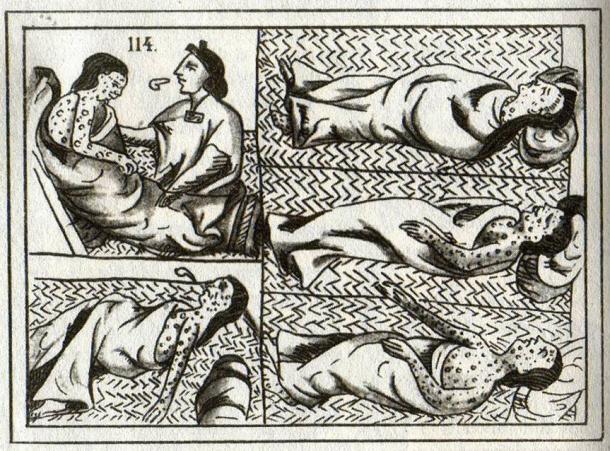 16th century Aztec drawing of smallpox victims 