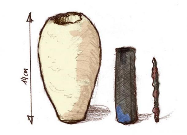Right: An illustration of a Baghdad battery from museum artifact pictures.