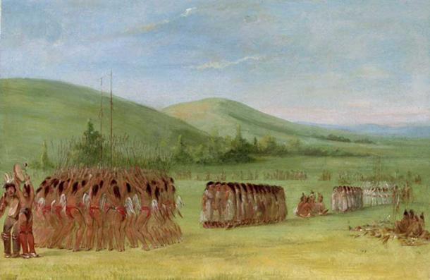 Ball-Play Dance. George Caitlin circa 1834-1835. 
