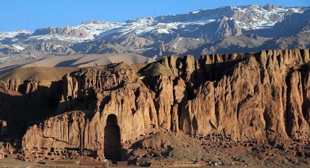 Sunrise shows the loss of the larger Bamiyan Buddha statue in the Bamiyan Valley, Afghanistan. 