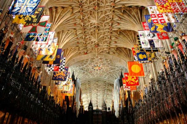 Banners in St George's Chapel, Windsor Castle, of members of the Order of the Garter (Josep Renalias / CC BY SA 3.0)