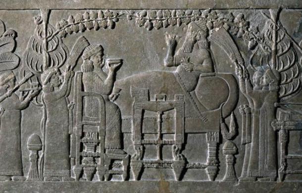 ‘The Banquet Scene’ relief panel, 645BC-635BC. Credit: The British Museum