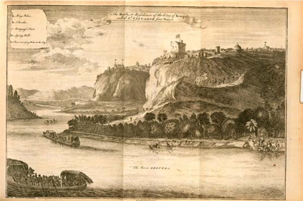 The Bansa, or residence of the King of Kongo, and capital of the Kingdom of Kongo was called St. Salvador or Mbanza-Kongo, seen here in 1745. (Public domain)