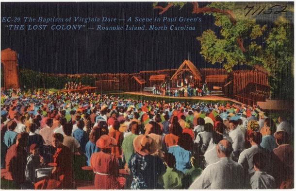 The Baptism of Virginia Dare -- A scene in Paul Green's "The Lost Colony" -- Roanoke Island, North Carolina (Boston Public Library / CC 2.0)