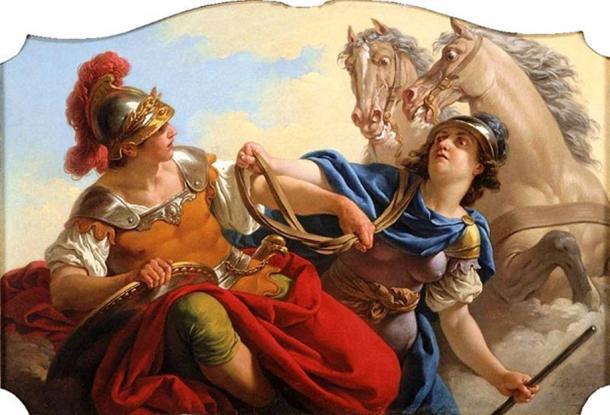 ‘Bellona Presenting the Reins of his Horses to Mars’, Louis Jean François Lagrenée, 1766, in the Princeton University Art Museum. (Public Domain)