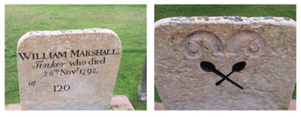 Billy Marshall’s grave stone at the Saint Cuthbert Churchyard in Kirkcudbright, Dumfries and Galloway, Scotland. (Helen Bowick/CC BY SA 2.0)