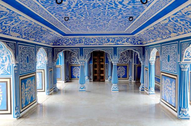 The Blue Palace, also known as the Laxmi Vilas Palace, is a historic palace located in Jaipur, the capital city of Rajasthan, India. Built in 1890 by Maharaja Sawai Madho Singh, the palace served as a royal residence and hunting lodge for the Jaipur royal family. The palace is known for its distinctive blue color, which is a traditional hue used in many buildings in the historic "Pink City" of Jaipur. Source: MukeshKumar / Adobe Stock
