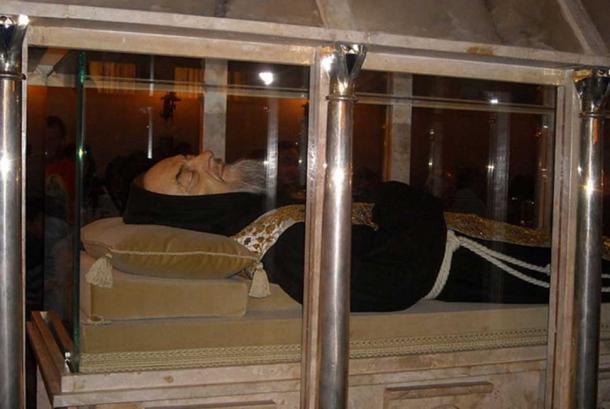 Body of Saint Pio da Pietrelcina, who is said to be an example of incorruptibility