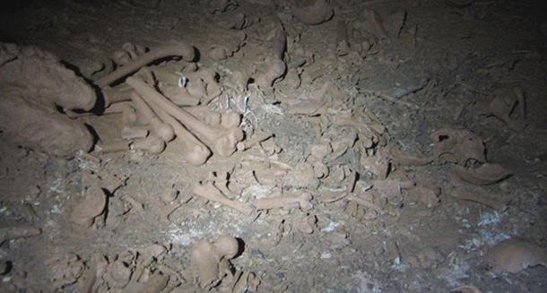 Bones on the floor of the Midnight Terror Cave.