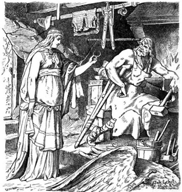 Böðvildr in Weyland's Smithy, John Gehring (1883)