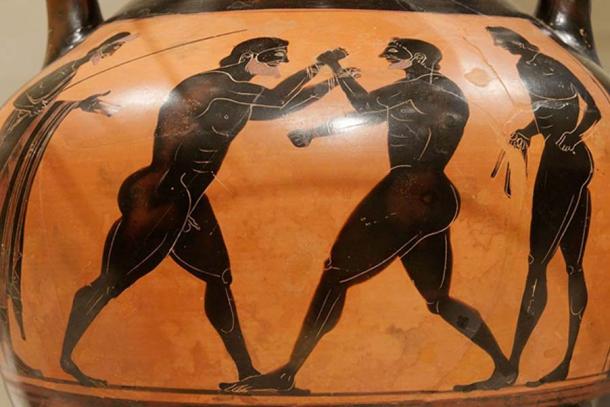 Boxers represented on a Panathenaic amphora. Metropolitan Museum of Art. (CC BY 2.5)