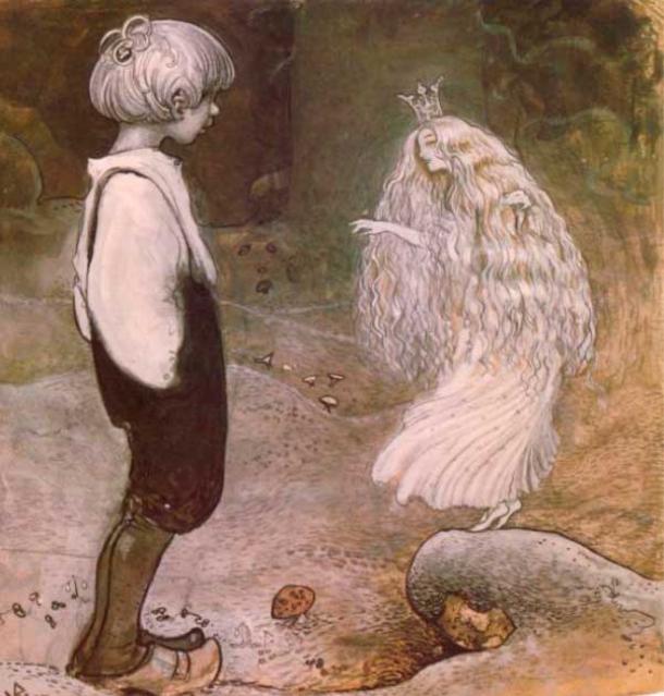 The Boy and the Elf, 1907 illustration by John Bauer (Public Domain)