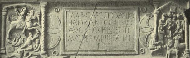 The Bridgeness Stone, a Roman distance Stone from the Antonine wall. (Public Domain) Note the decapitated man at the bottom of the left scene – his neck was once “dripping” with blood red paint.