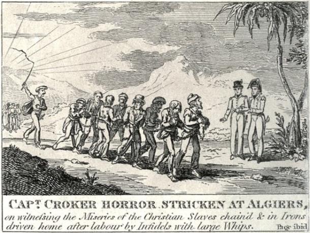 British captain witnessing the miseries of Christian slaves in Algiers, 1815 