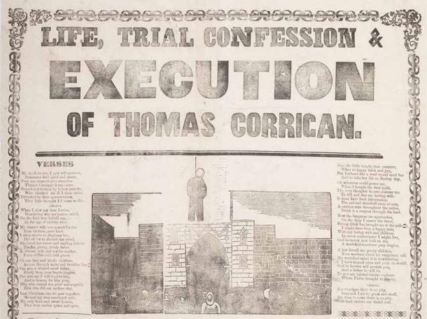 Broadside account of the crime, trial and sentencing of Thomas William John Corrigan © Museum of London