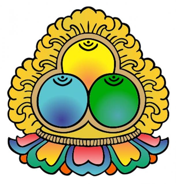 Buddhist symbol representing the Three Jewels - Buddha, Dharma, Sangha.