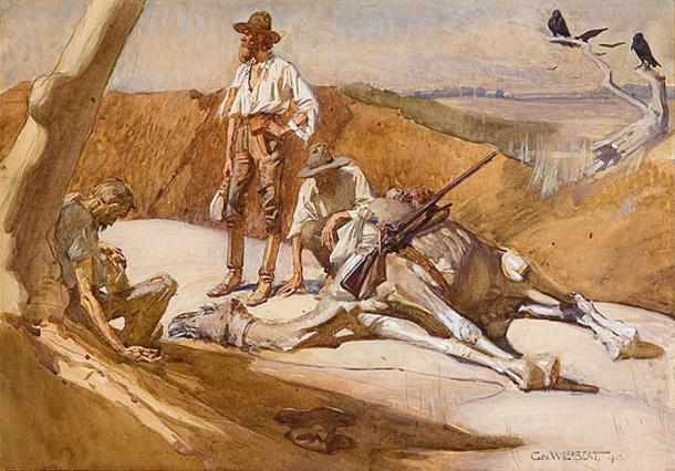 ‘Burke and Wills on the Way to Mount Hopeless’ (1907) by George Washington Lambert. (Public Domain)
