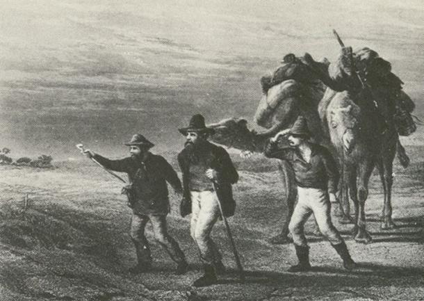 ‘Burke, Wills and King on the way back from the Gulf of Carpentaria’ by Nicholas Chevalier. (Public Domain)