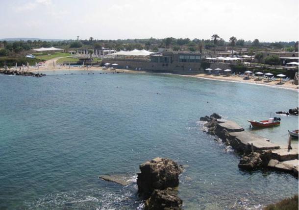 Caesarea Ancient Harbor where the gold coins were discovered