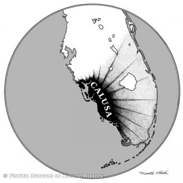 Calusa influence extended over most of south Florida in the sixteenth century. (Image Courtesy of Florida Museum of Natural History)