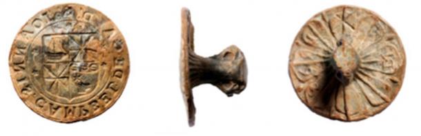 Clan Campbell seal matrix of Sir John Campbell of Cawdor, from front, side and back. (Sarah Lambert-Gates & Darko Maricevic ̌ / Antiquity Publications Ltd)