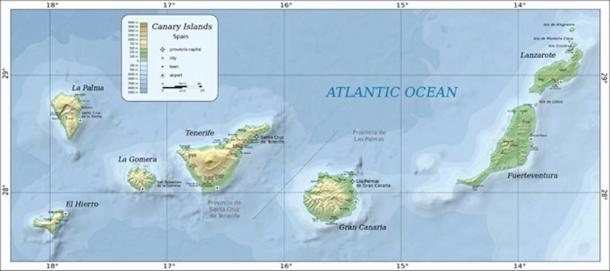 Map of the Canary Islands.