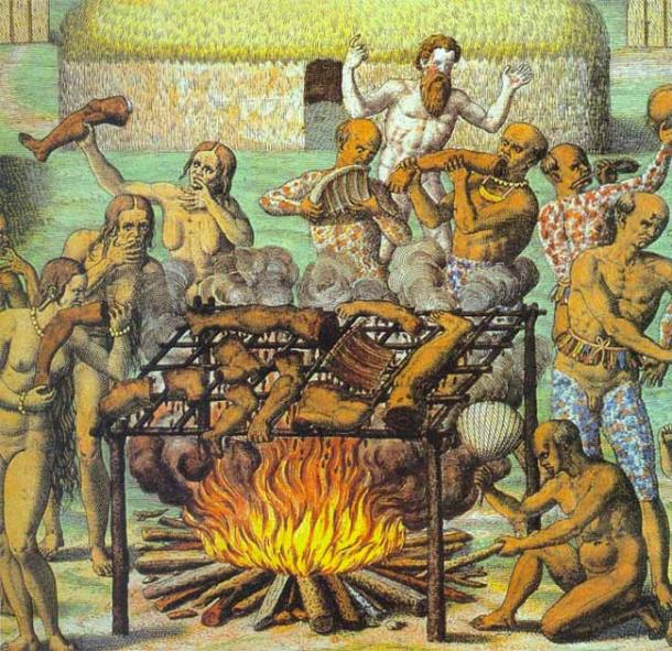 Cannibalism in Brazil as described by Hans Staden in the 16th century. (Public domain)
