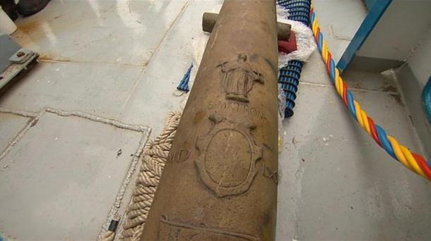 Cannon decorated with an image of St Matrona.