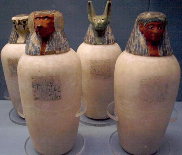 Canopic jars of Neskhons, wife of Pinedjem II.